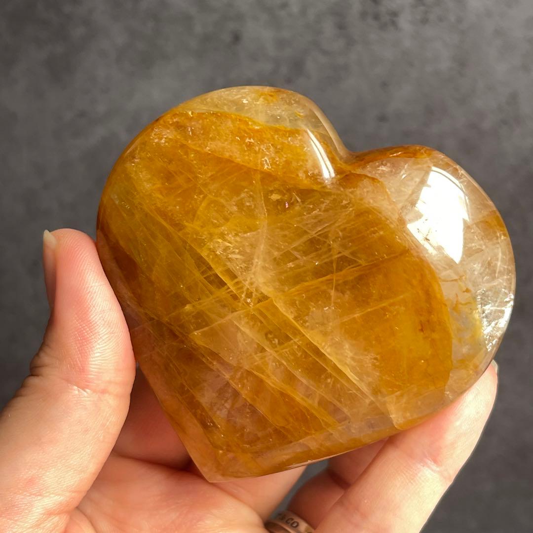 ゴールデンヒーラー ジオード入り 台座付き ハート