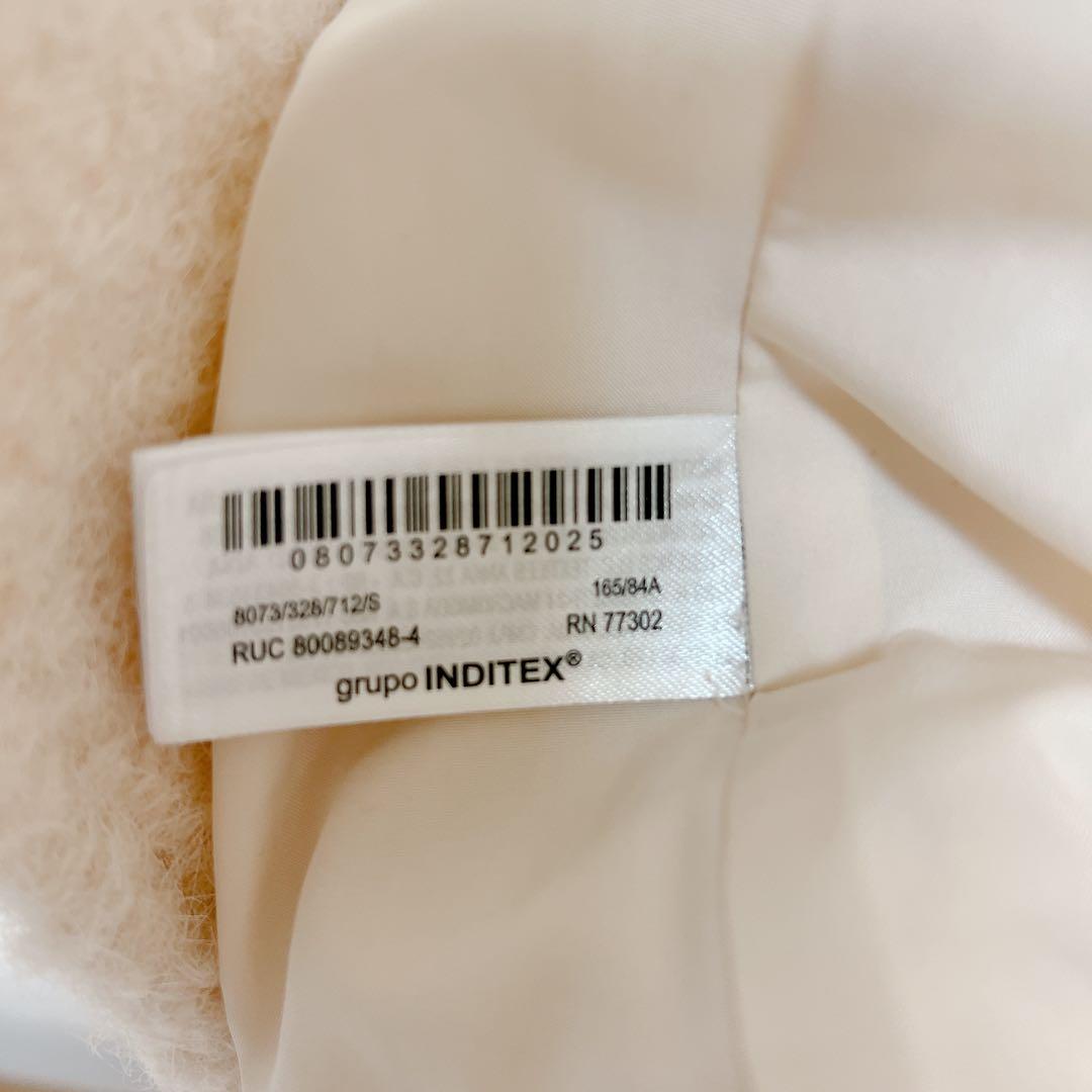 美品　ZARA ザラ　ブークレダブルブレストミディ丈コート　S ホワイト　白