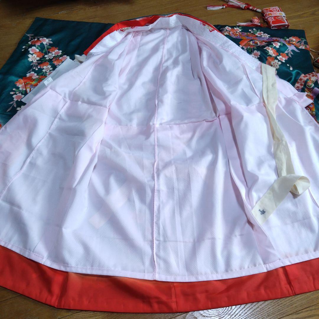 美しい緑七歳★着物帯バッグ草履小物セット★