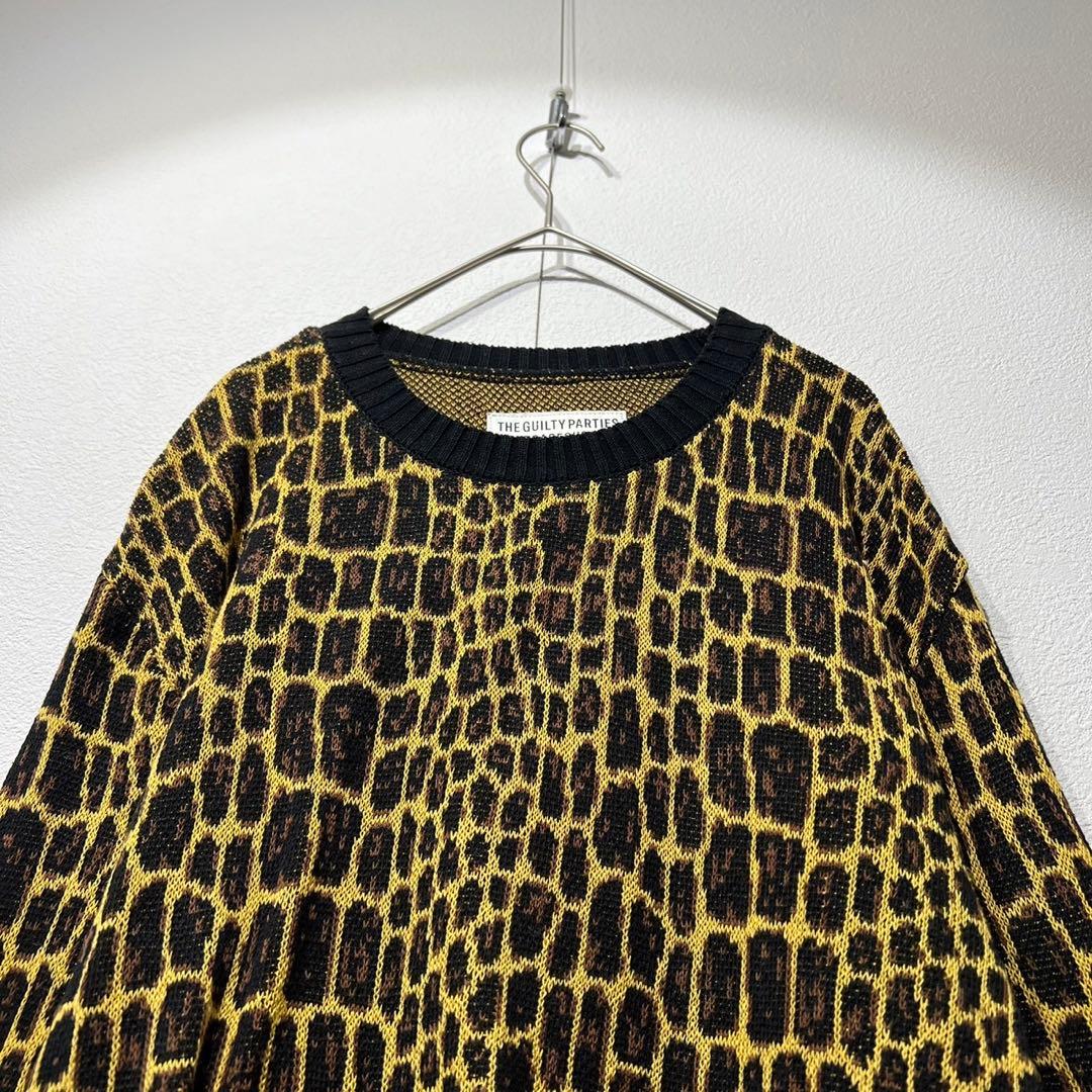 希少 ワコマリア ジャガード クルーネック ニット アニマル レオパード