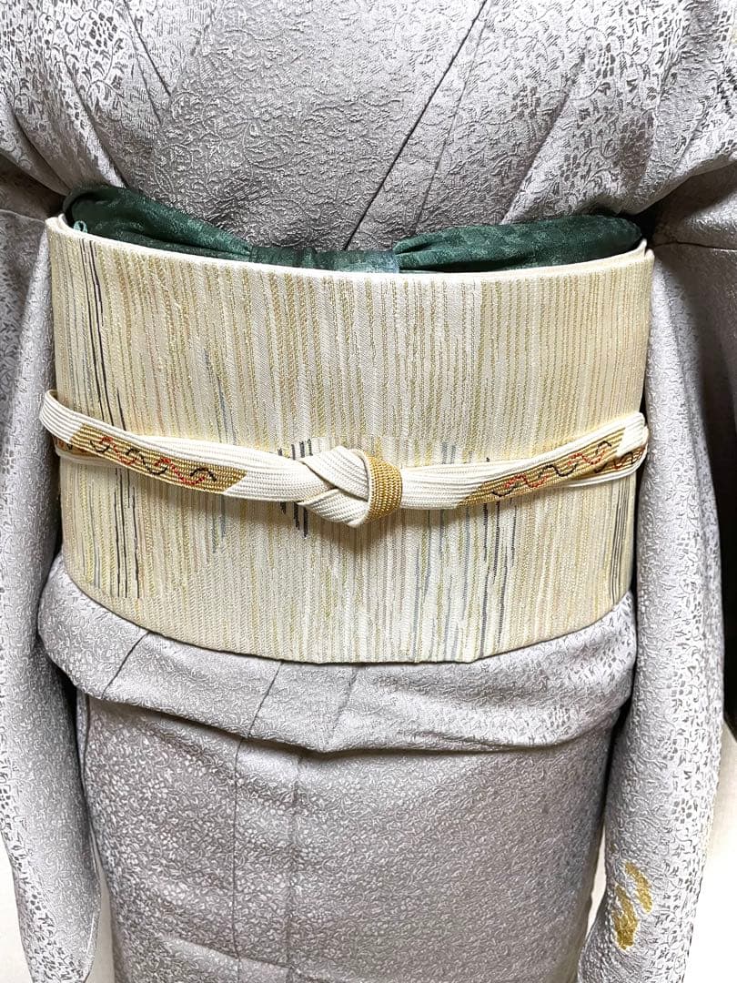 ♦️逸品　正絹　幾何学丸模様　洒落袋の作り帯