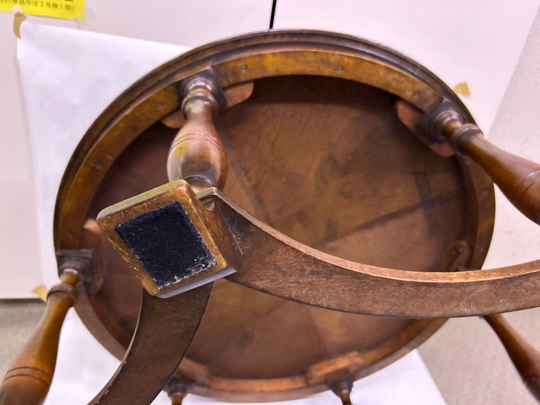 アンティーク　イギリス製　ブラウン　円形　木製　テーブル 92cm×46cm