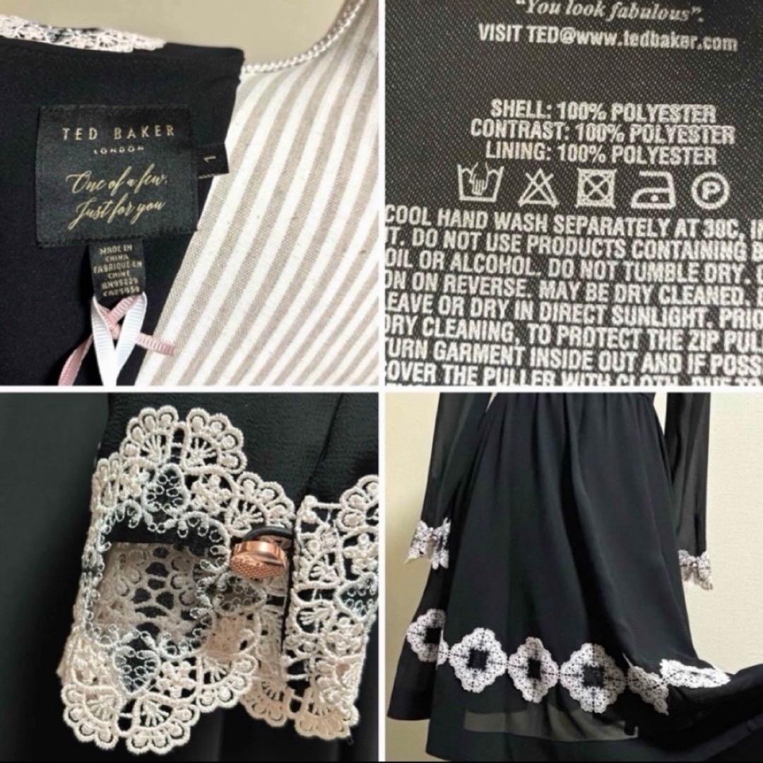 新品！テッドベイカー　Ted Baker フラワー　ワンピース　S 黒　結婚式