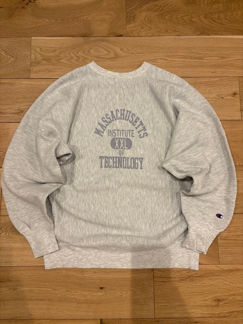 美品！激レア　チャンピオンリバースウィーブ グレー　染み込み5段カレッジロゴ