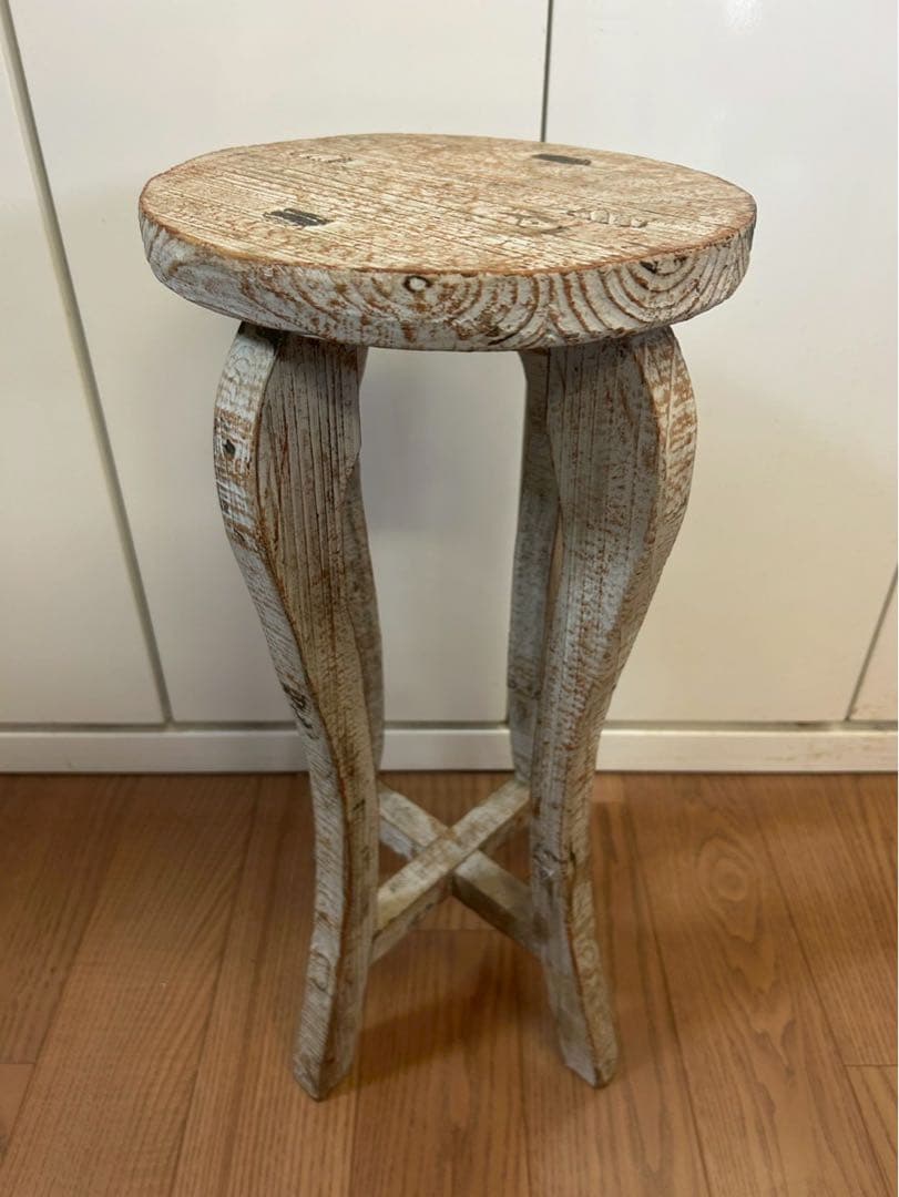 【アンティーク】スツール・プランター台（木製）