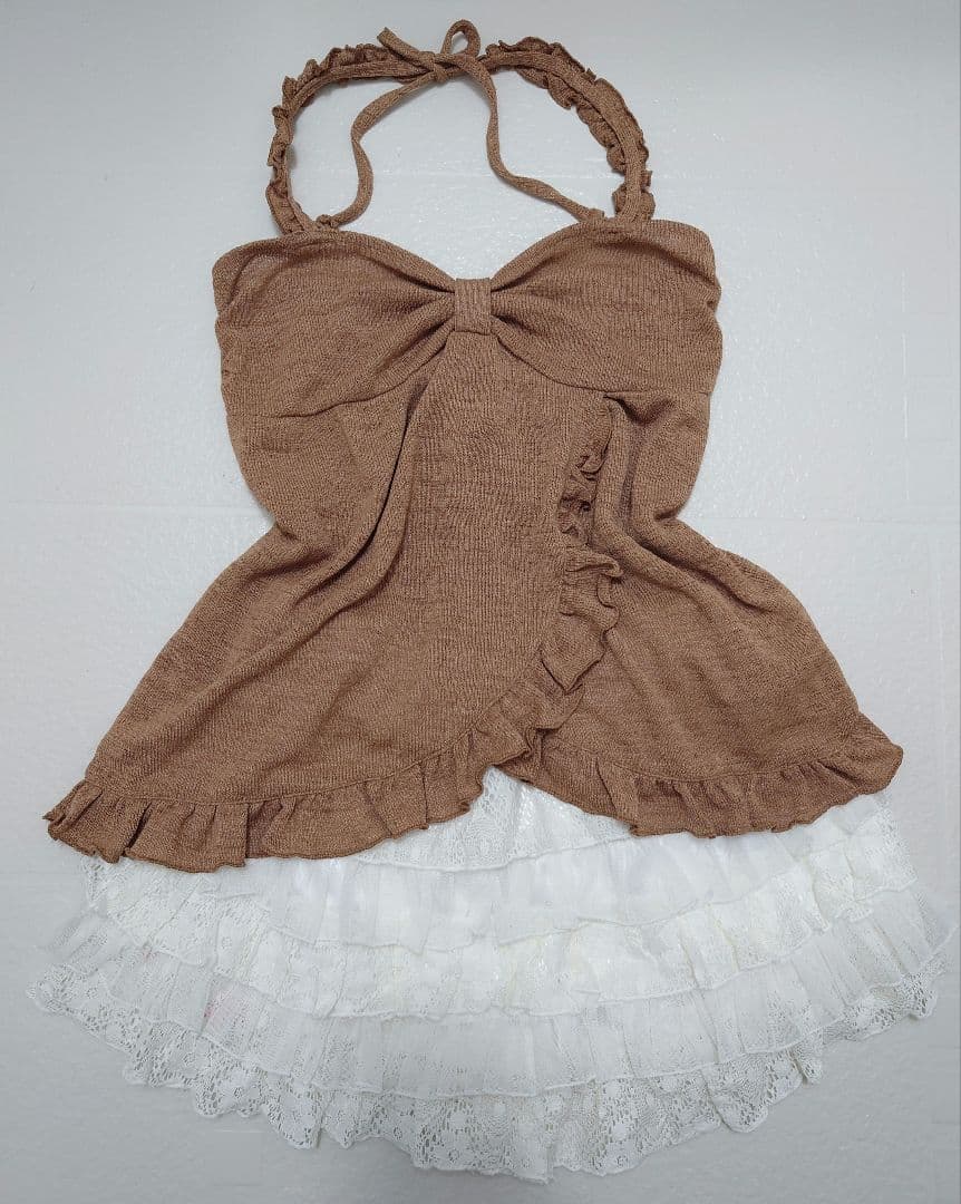 2000s LIZLISA 希少 旧タグ ブラウン フリル付きキャミソール