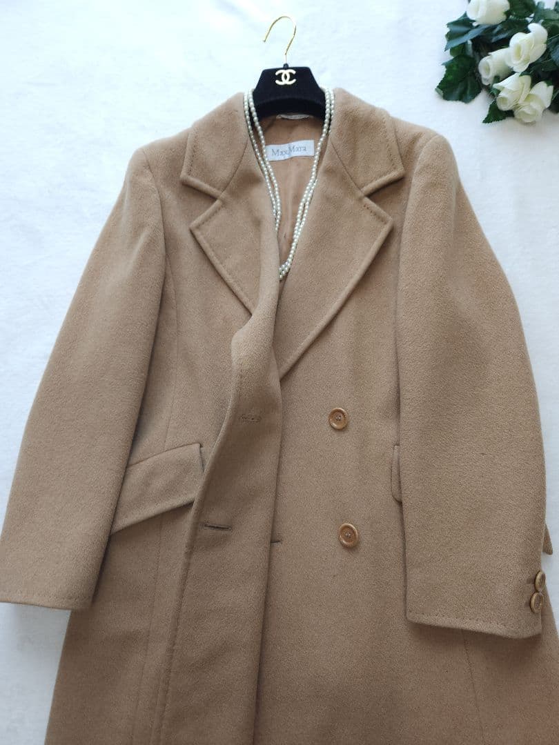 MaxMara 最高級ロングチェスターコート　47万 キャメル100%*若干訳有