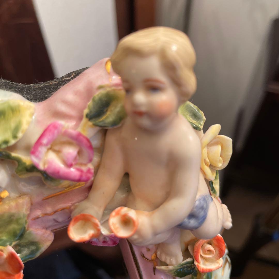 マイセン陶花と天使のミラー