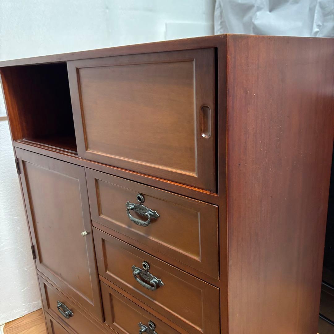 和風　箪笥　昭和レトロ　飾り棚　アンティーク　木製タンス　収納　引き出し