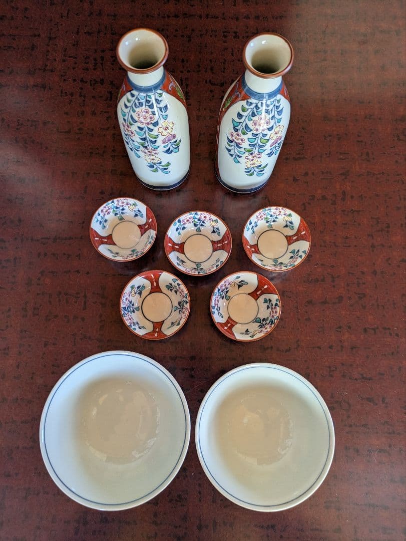 魯山　伊万里　夫婦茶碗と酒器のセット