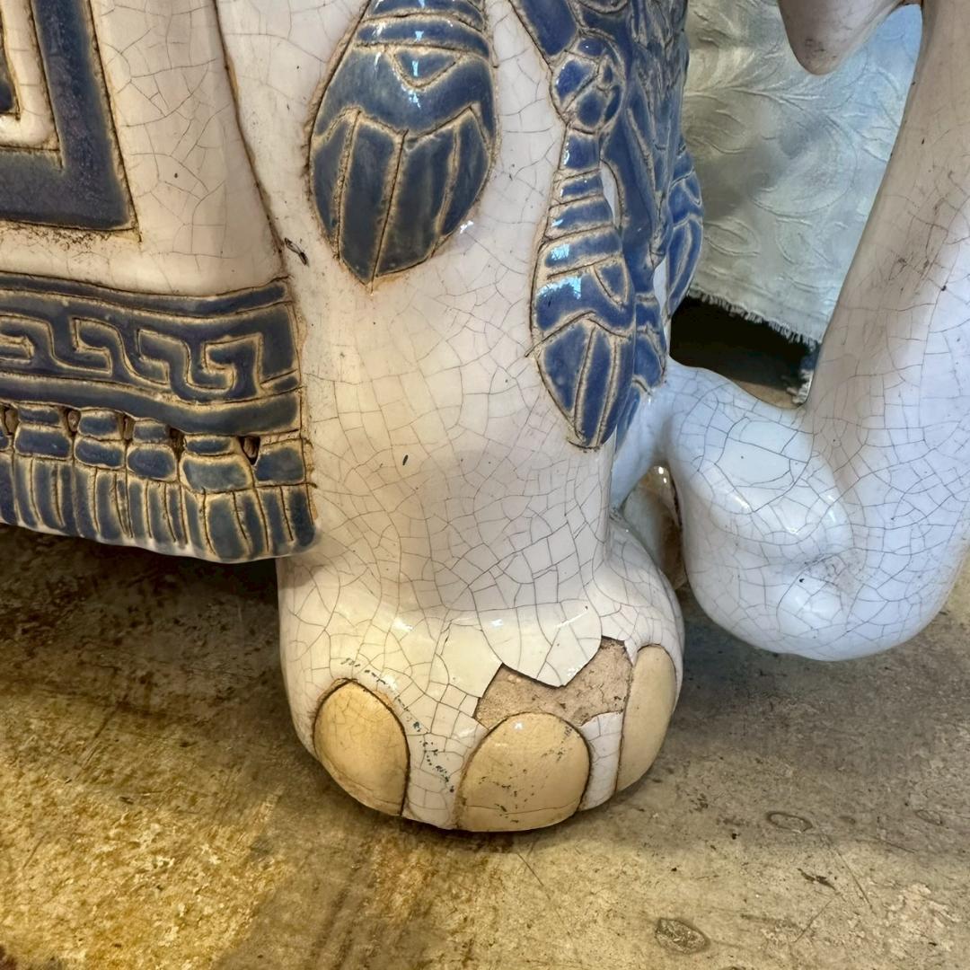 iΦ【2個セット】象 陶器製 置き物 花台 フラワースタンド オブジェ 鉢置き