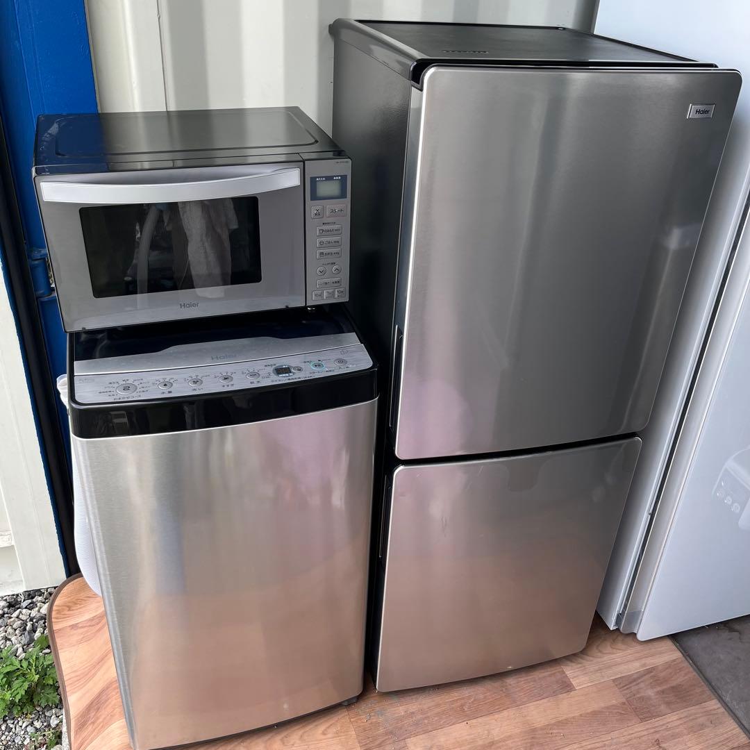 取付無料！高性能ステンレスシルバーおしゃれデザイン冷蔵庫洗濯機電子レンジ！