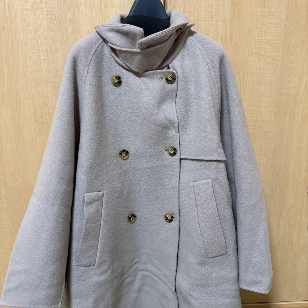 【軽い着心地】ウールリバーミドルコート　グレージュ