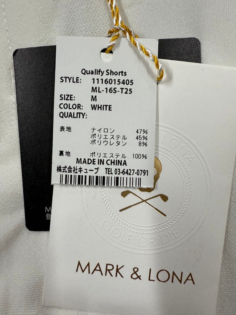 MARK＆LONA マークアンドロナ メンズ ホワイト ハーフパンツ M