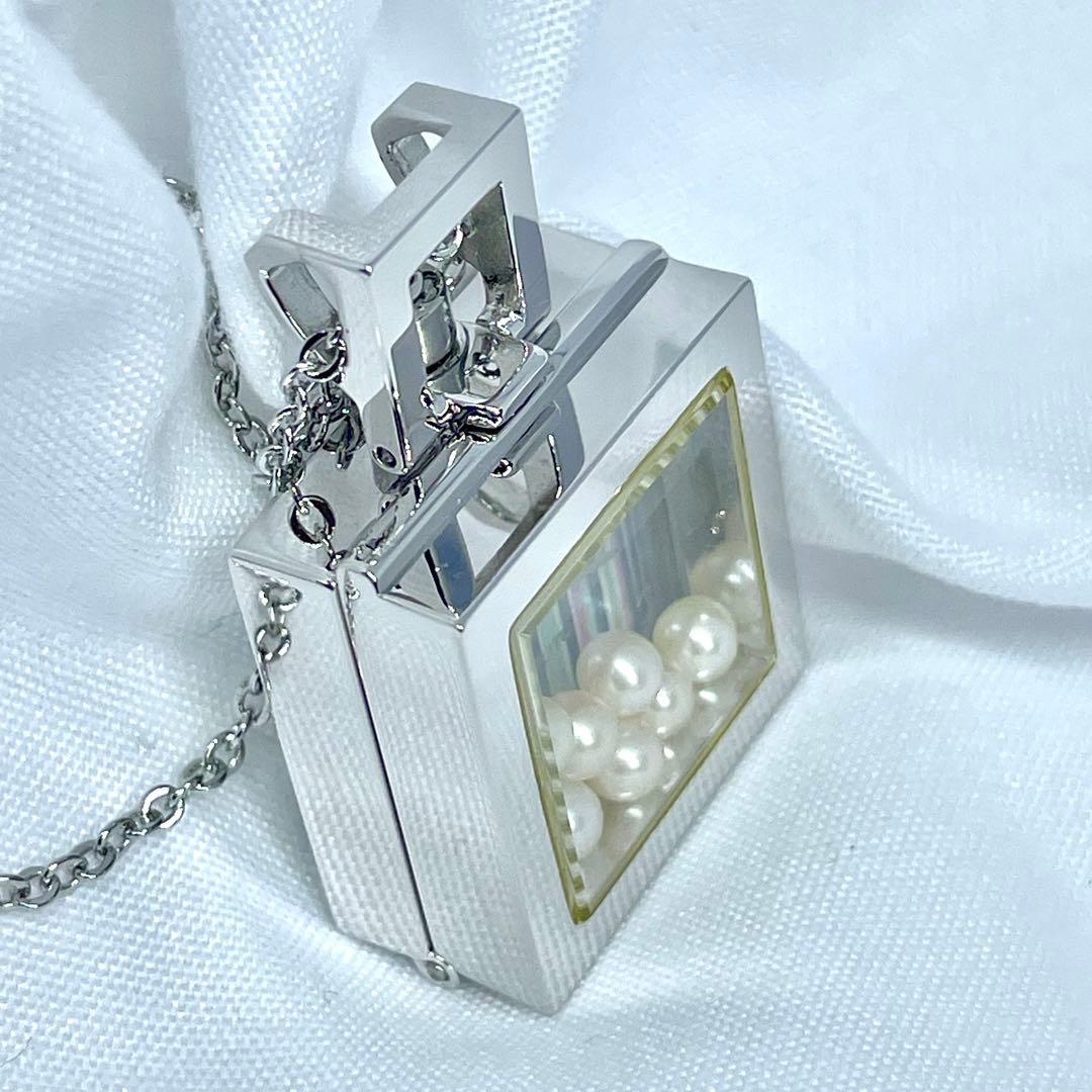 39 ミキモト 7Pパール マルチカラー ストライプ ペンダントウォッチ 稼働品