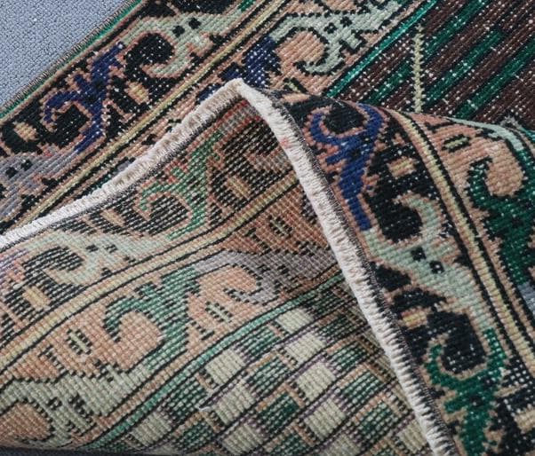 トルコ ヴィンテージラグ A1 レア イエロー グリーン ネイビー ピンク