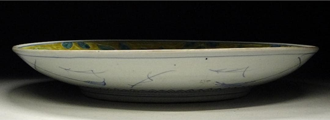 時代物 色絵草花紋 大皿 径約37.5cm 太明成化年製 初期古伊万里 有田焼