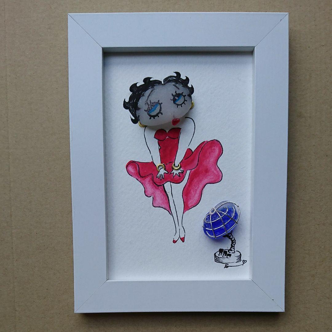 【専用】シーグラスアート<アメリカンな女の子>レア 置物 一点物 スター