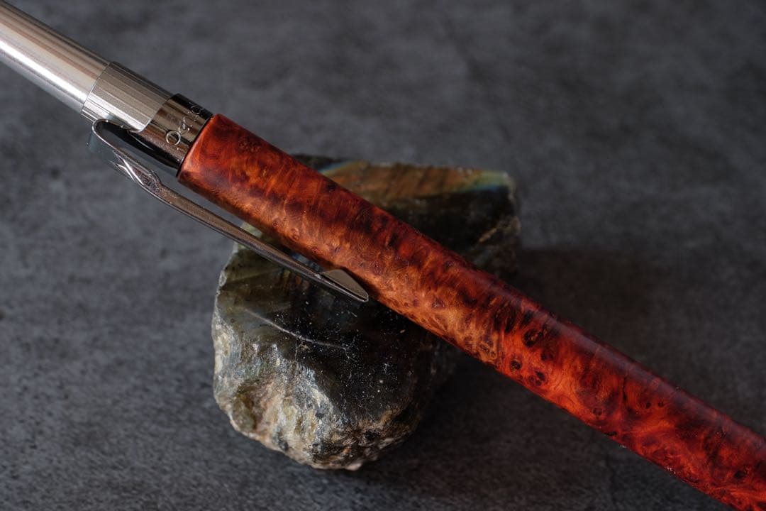 PG5木軸カスタム0167　高村杢工房 製図用シャープペンシル　花梨瘤極上の紅白