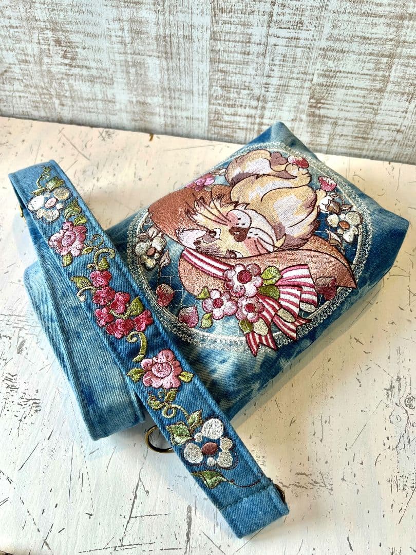 ＊お纏めリクエスト＊ライトブルーWデニム刺繍のショルダーバッグなど