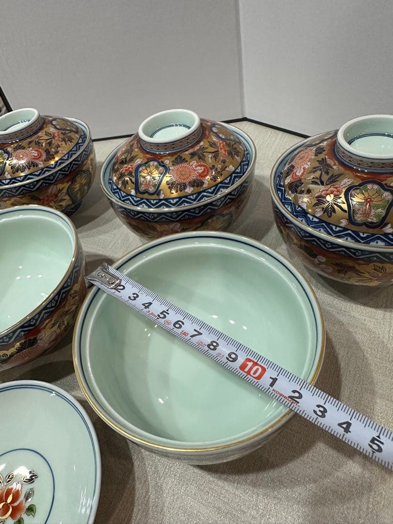 極錦金彩古伊万里 賞美堂 其泉窯 蓋つき煮物椀 5個セット