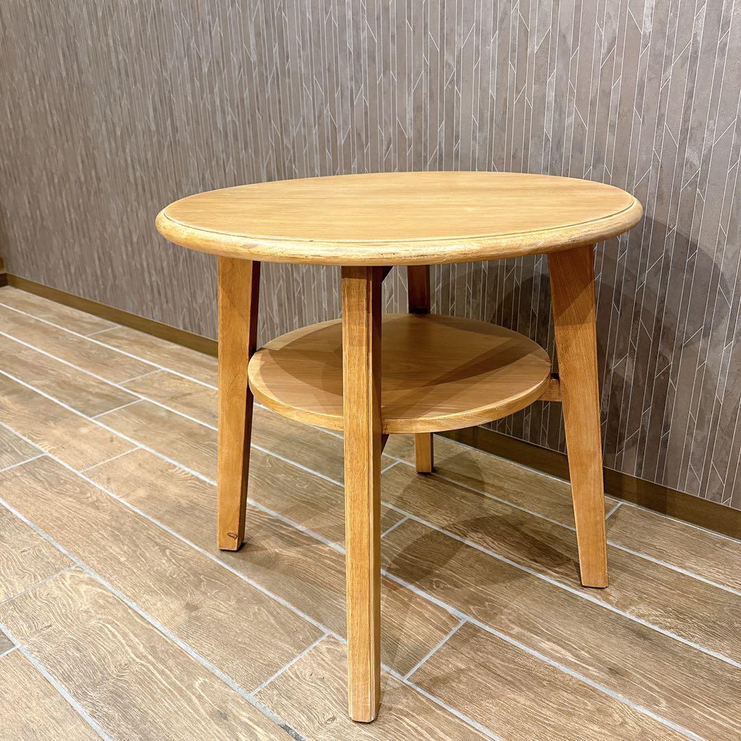 【美品】CRASH GATE 関家具 コボシ サイドテーブル 天然木 丸型