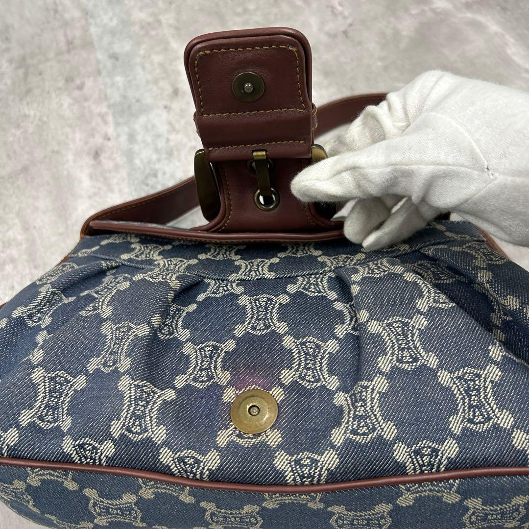 【極美品】 セリーヌ ワンショルダーバッグ パリマカダム デニム ロゴ金具