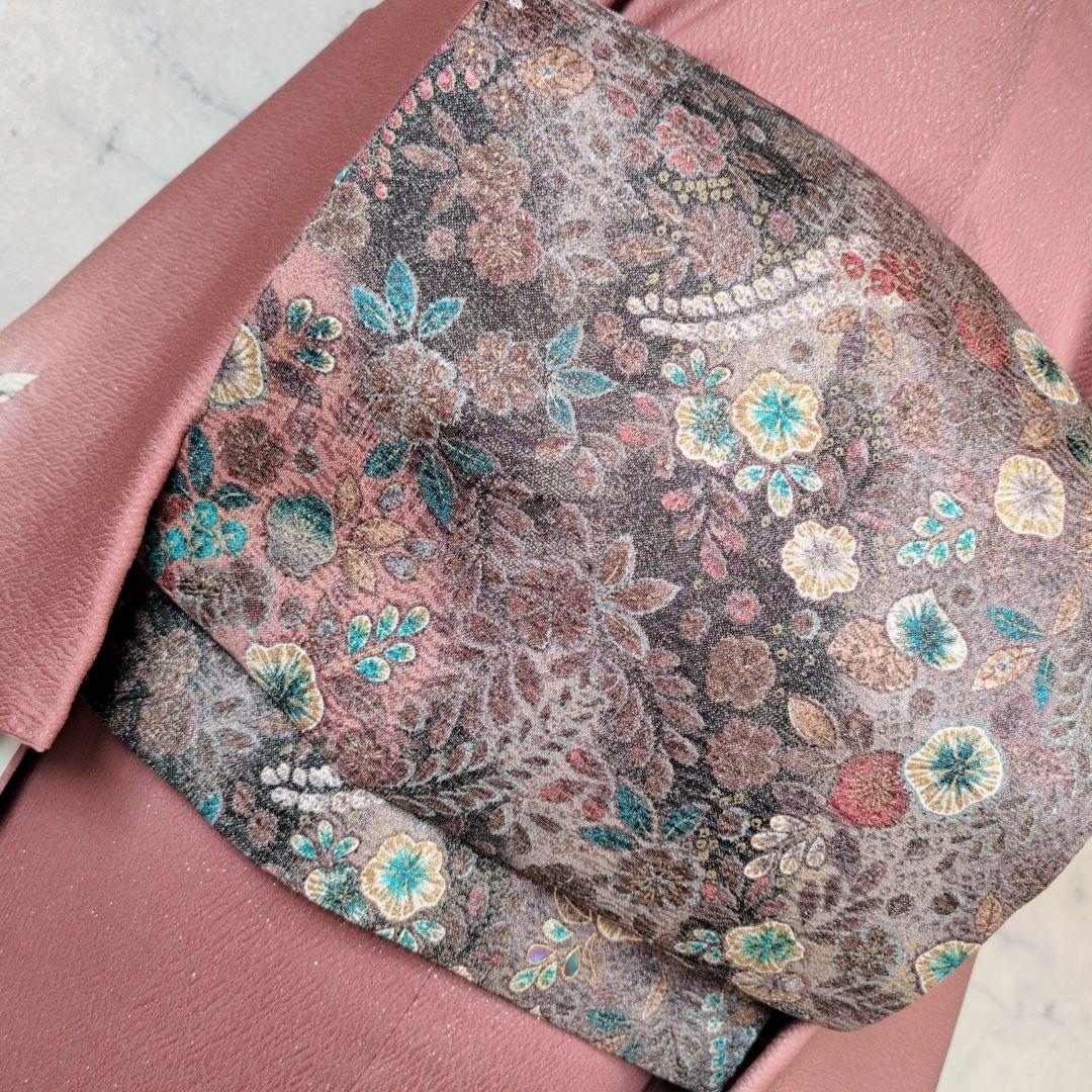 訪問着　フルセット　着物　正絹　辻ヶ花　エンジ 赤　上品な輝き　F9