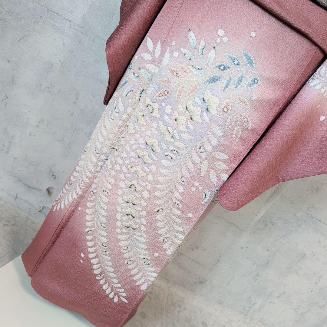 訪問着　フルセット　着物　正絹　辻ヶ花　エンジ 赤　上品な輝き　F9