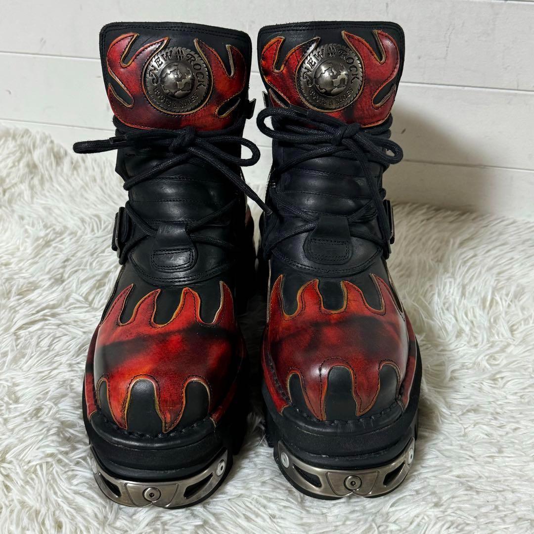 未使用品✨NEW ROCK ニューロック ファイアーパターン　エンジニアブーツ