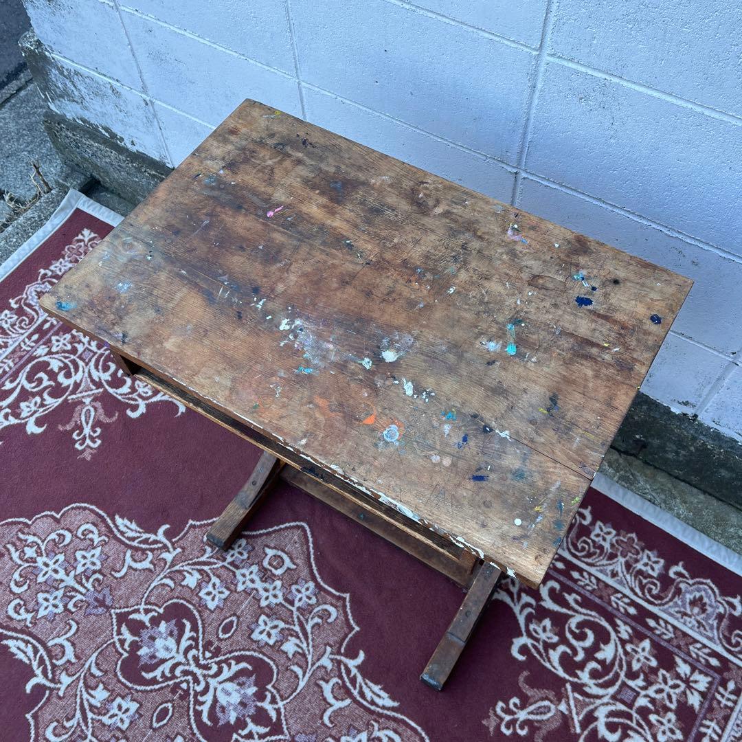 古家具アンティーク品◾️昔の古い木製机 サイドテーブル ディスプレイ台