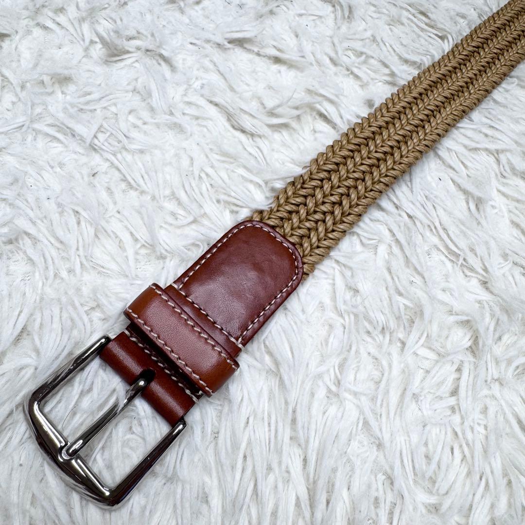 【極上級】ロロピアーナ イタリア製 メッシュ レザー ベルト ブラウン
