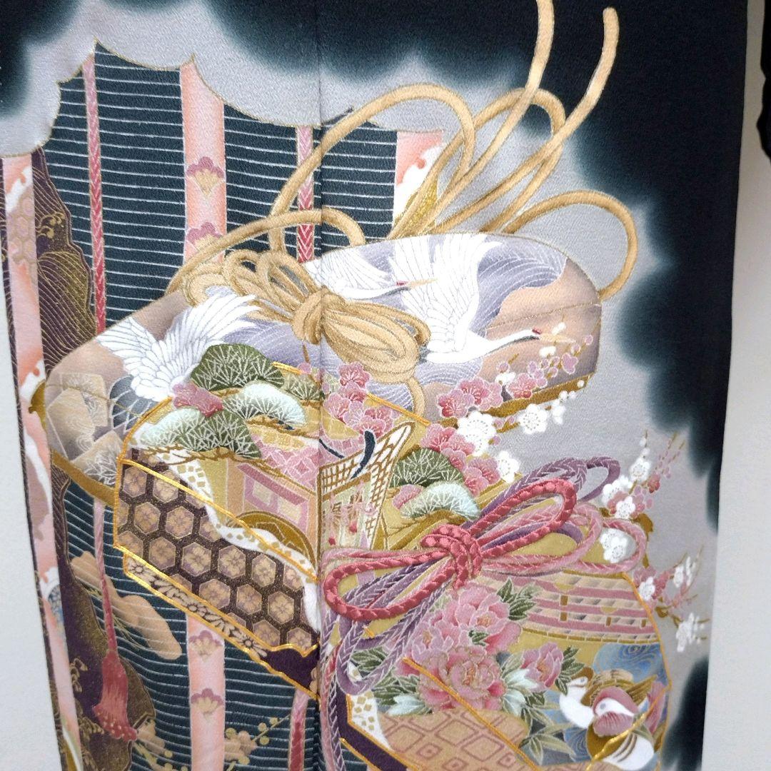 714　半額セール　正絹　友禅　作家もの　黒留袖　５点フルセット