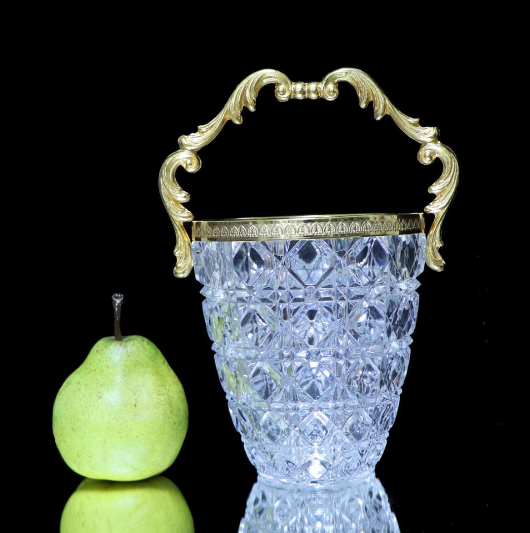 オールド・バカラ 珍品 上級作品 ブロンズ装飾 ゴールド アイスペール 氷入れ