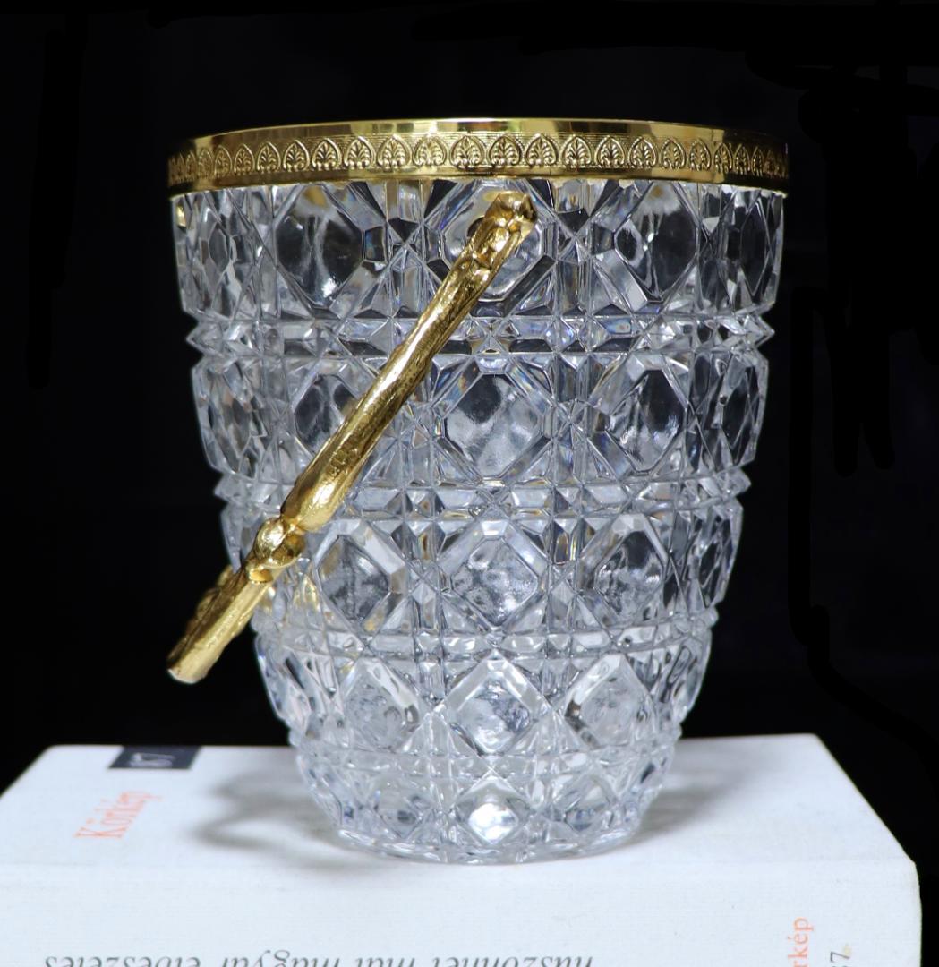 オールド・バカラ 珍品 上級作品 ブロンズ装飾 ゴールド アイスペール 氷入れ