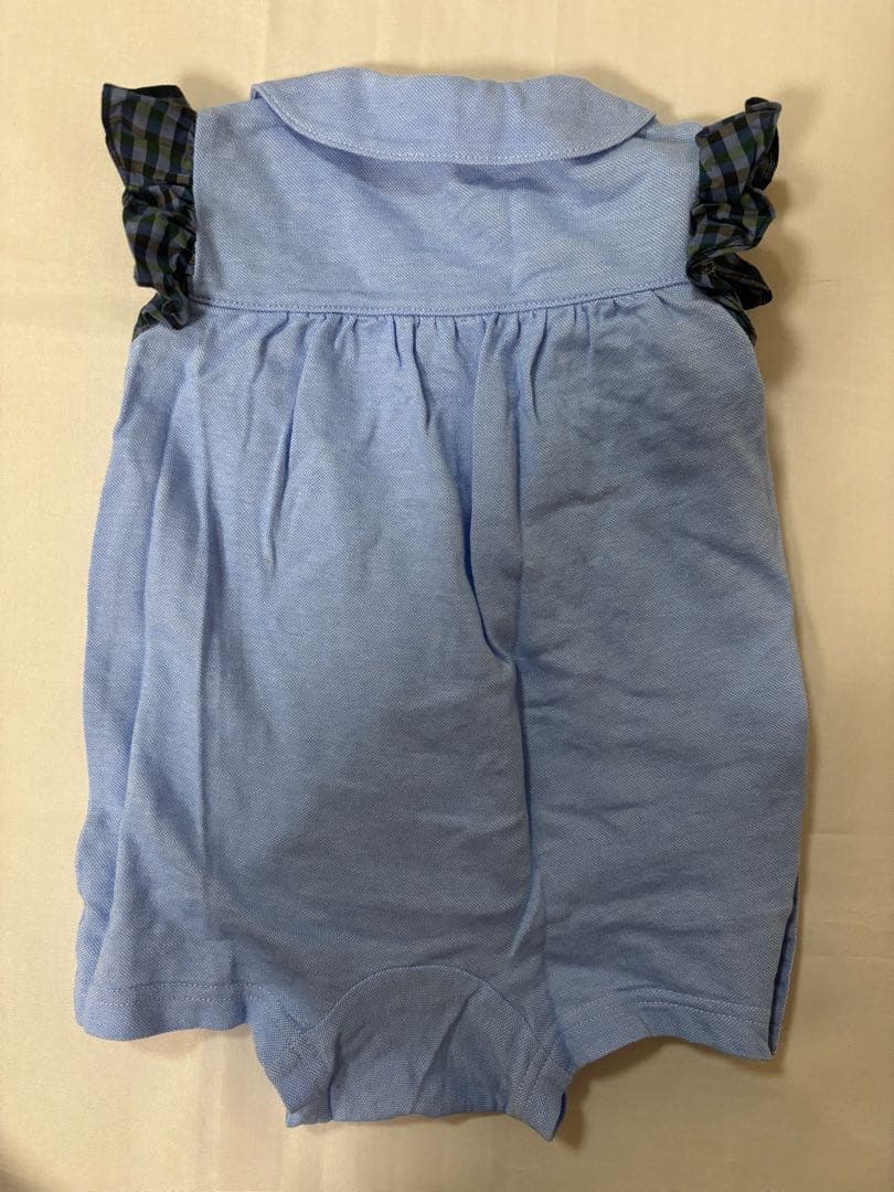 ファミリア　美品　ロンパース　袖付ロンパス　フリル袖　うさぎクマ　ブルー