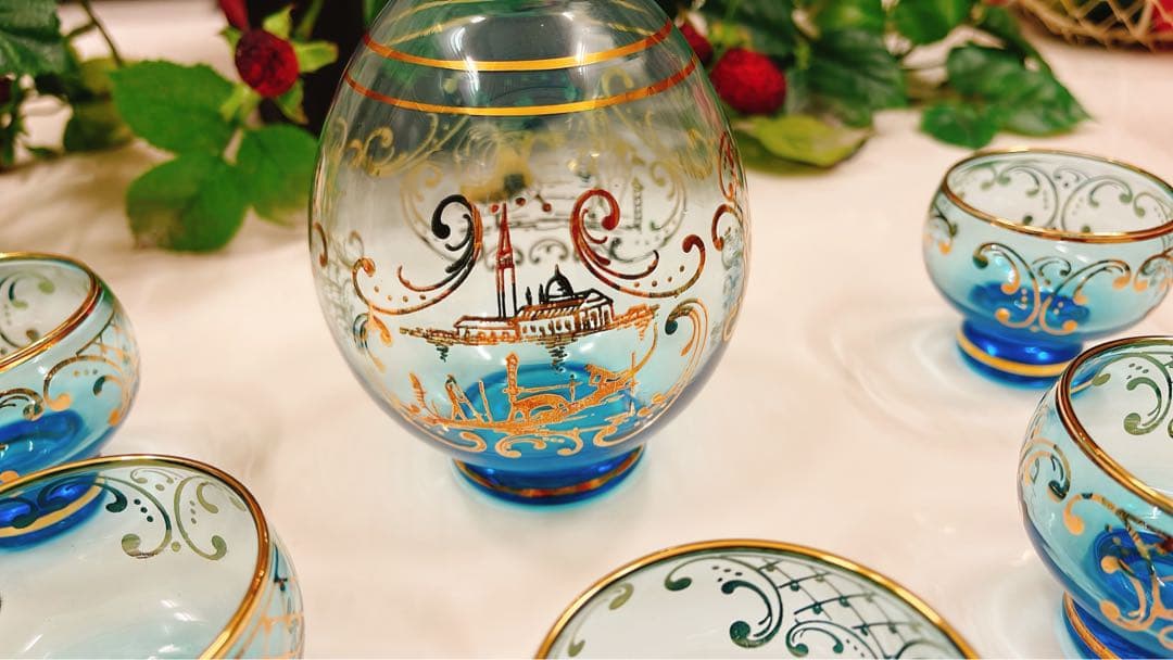 大幅値下げ！新品★未使用　ベネチアングラス5客&ボトルセット