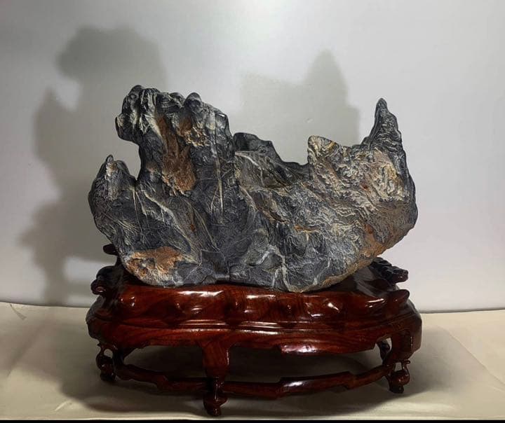 黒霊璧石 16kg 太湖石 水石 置物 骨董  なかなか手に入らない！！中国産