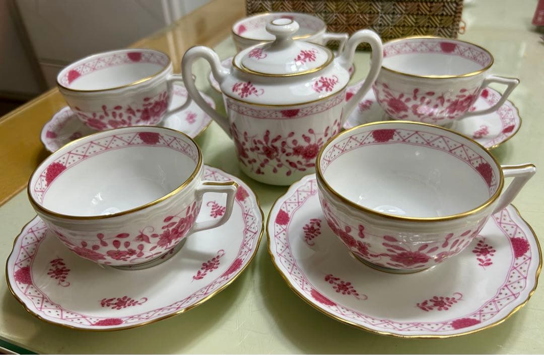 リモージュ　レイノー　インドの華　カップ&ソーサー5客　シュガーポットセット