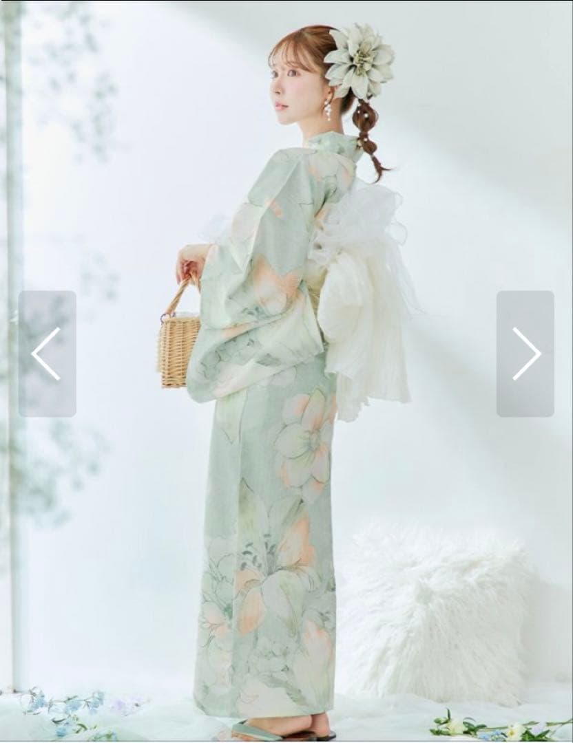 新品未使用 アイシーミントフラワー浴衣 【浴衣３点セット】