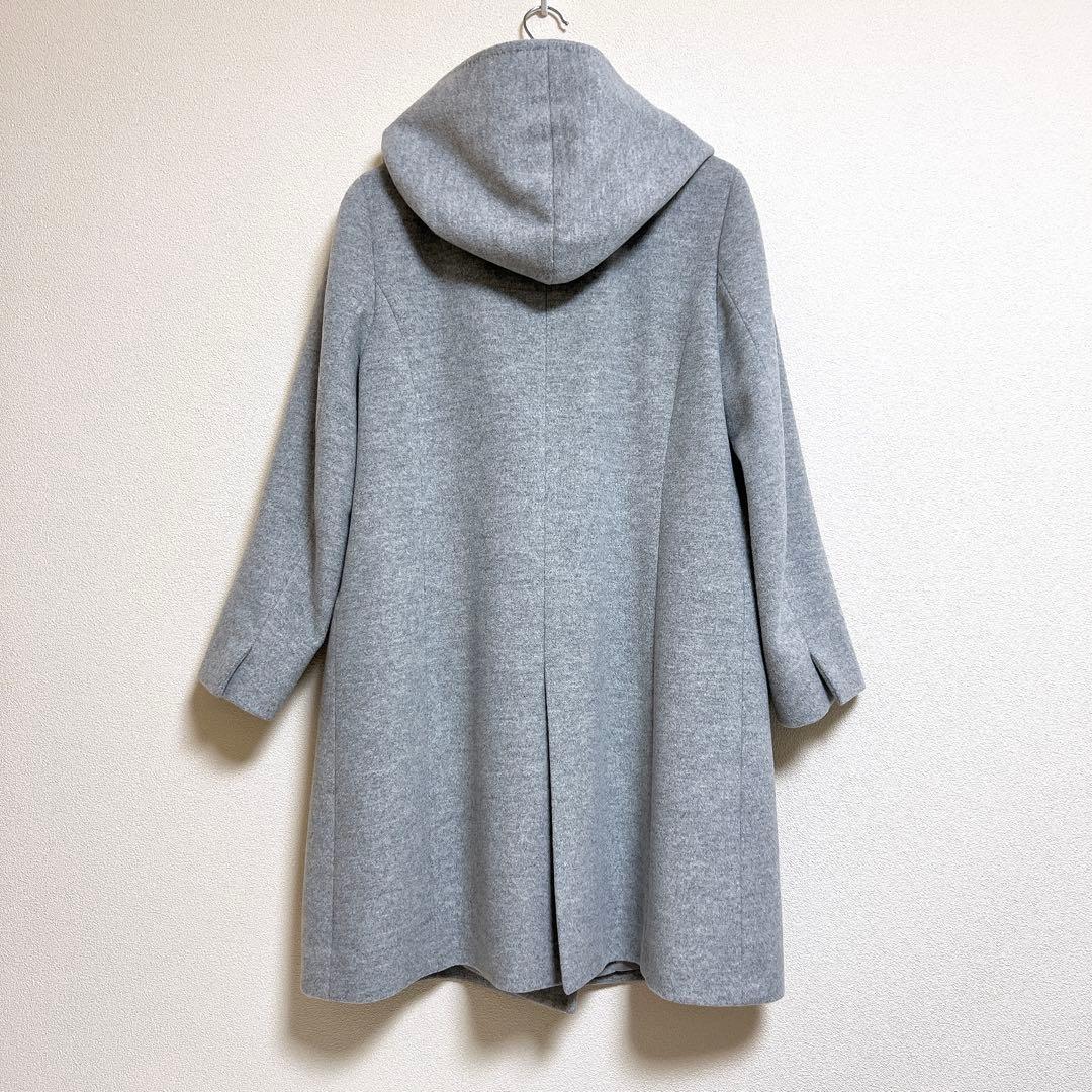 【極美品】 23区 ウール アンゴラ混 ビーバーフーデッド コート 44 グレー