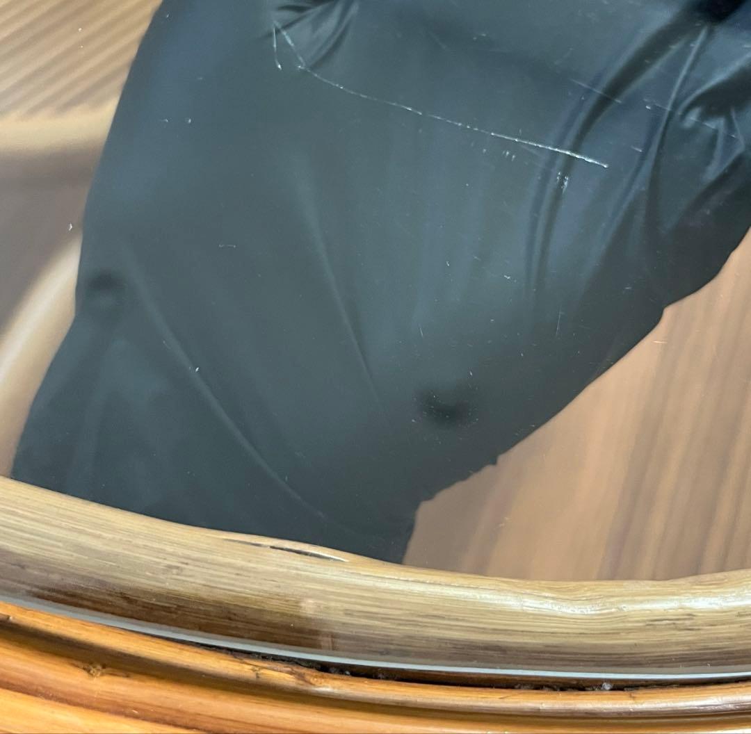 【ラタン　ガラス天板付ローテーブル】