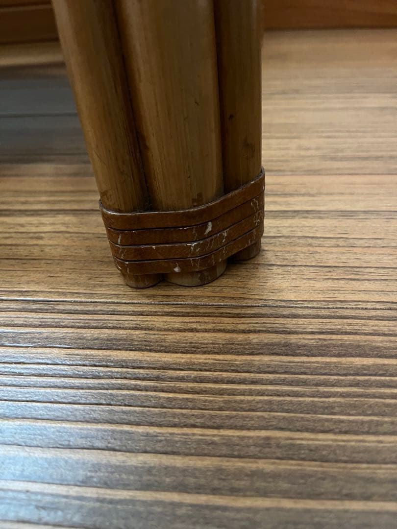 【ラタン　ガラス天板付ローテーブル】