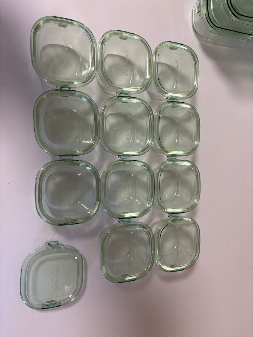 iwaki(イワキ) 耐熱ガラス 保存容器 グリーン 個セット