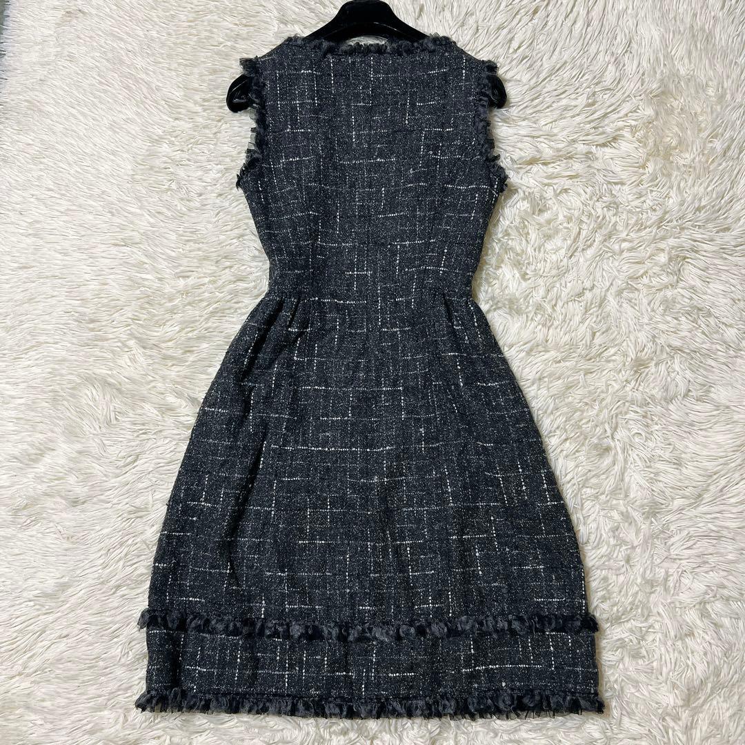 Rene ルネ　ツイード　チェック　ワンピース　ロゴ　チャック　ジップアップ