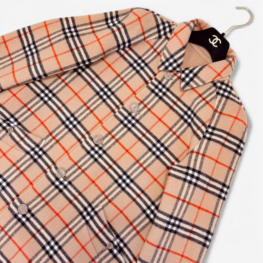 BURBERRY リバーシブル ウール ノバチェック ピーコート レディース