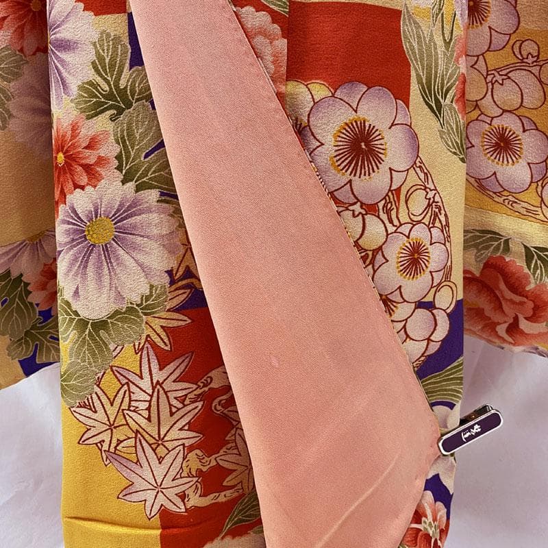 512ag36◎七五三 七歳 女児 アンティーク着物&袋帯 レトロ 花丸◎