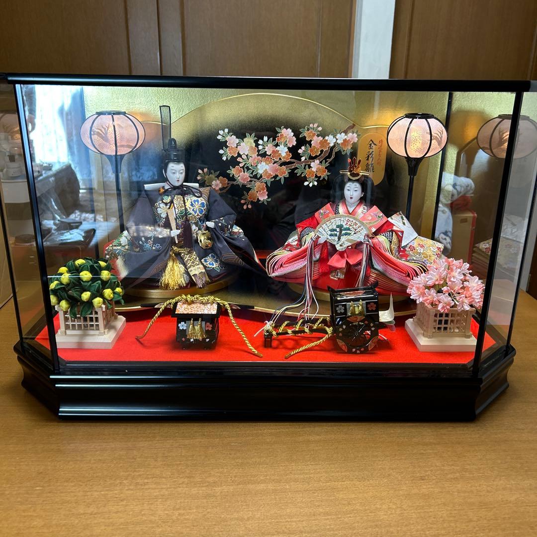 【極美品】　雛人形 親王飾り お内裏様 お雛様セット 被布付き　金彩雛　ひな祭り