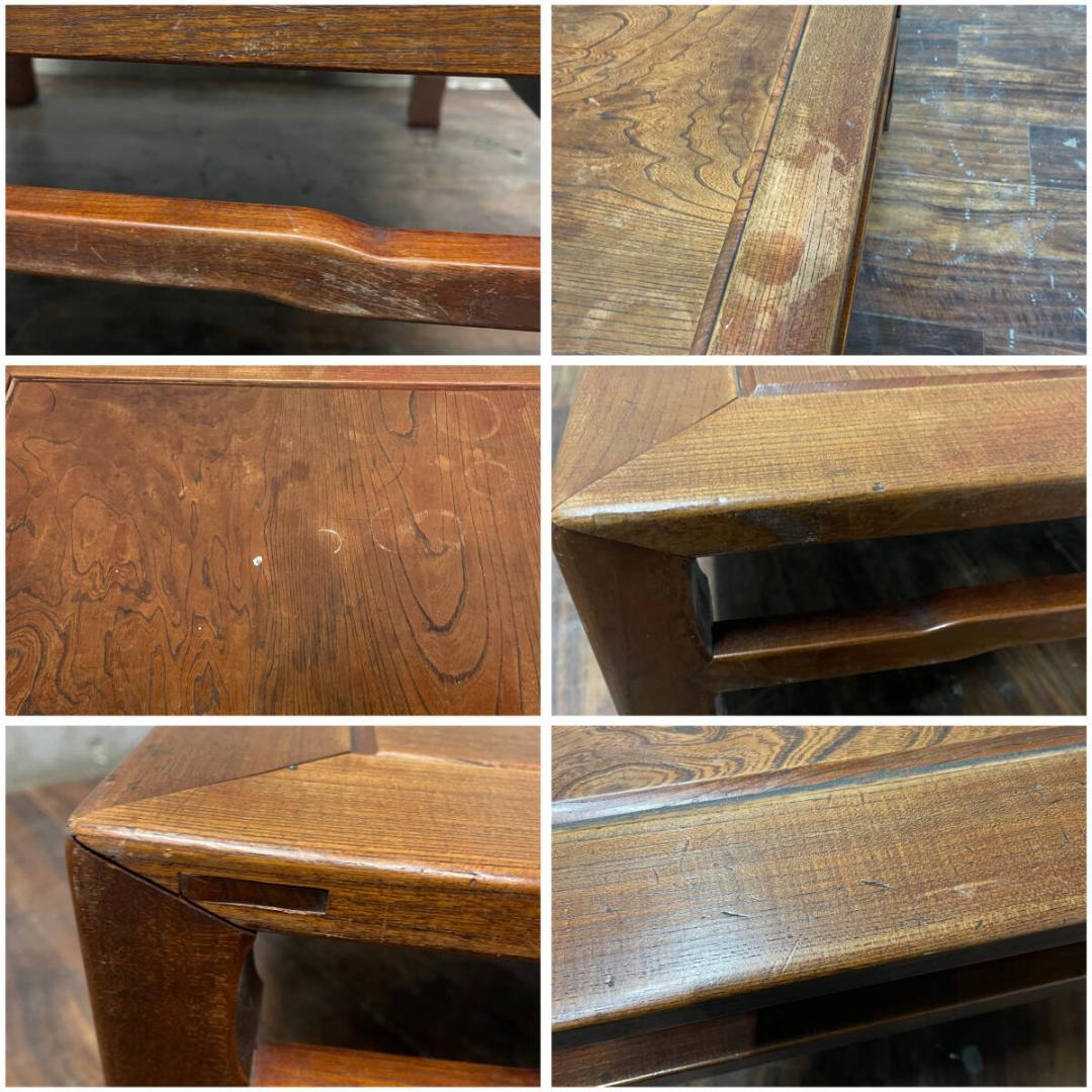 古家具 座卓 木製 W76×D76×H30.5cm 花台 ちゃぶ台 机 昭和