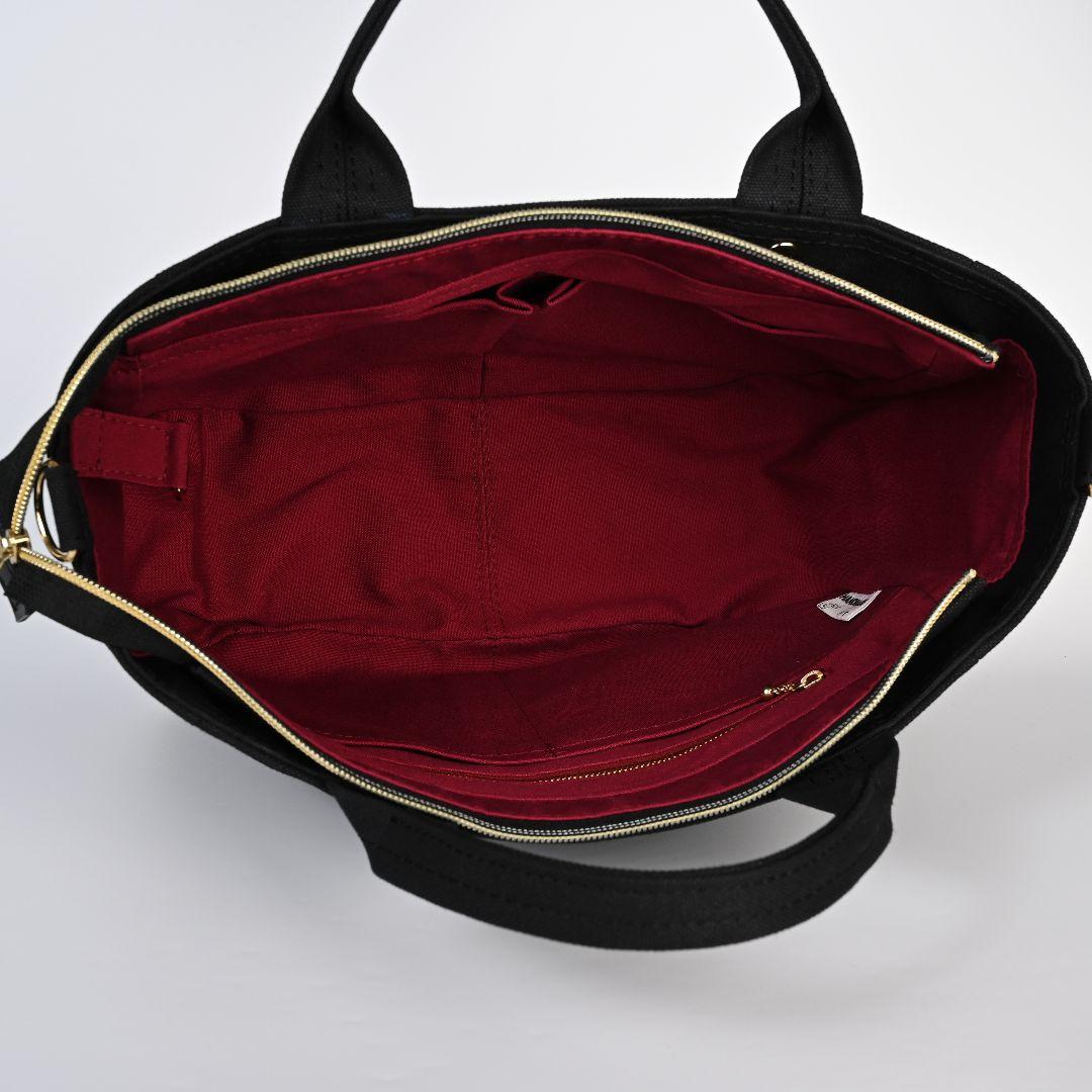 [柴はち☆]8号/11号×倉敷帆布×8番糸 玉縁ラウンドトートL(黒/金)